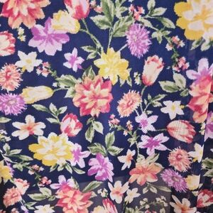 Colorful floral netted long cardign